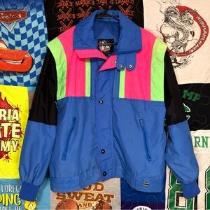 Vintage 90s Pro Gear Colorblock Ski Jacket Neon Pink Blue Small